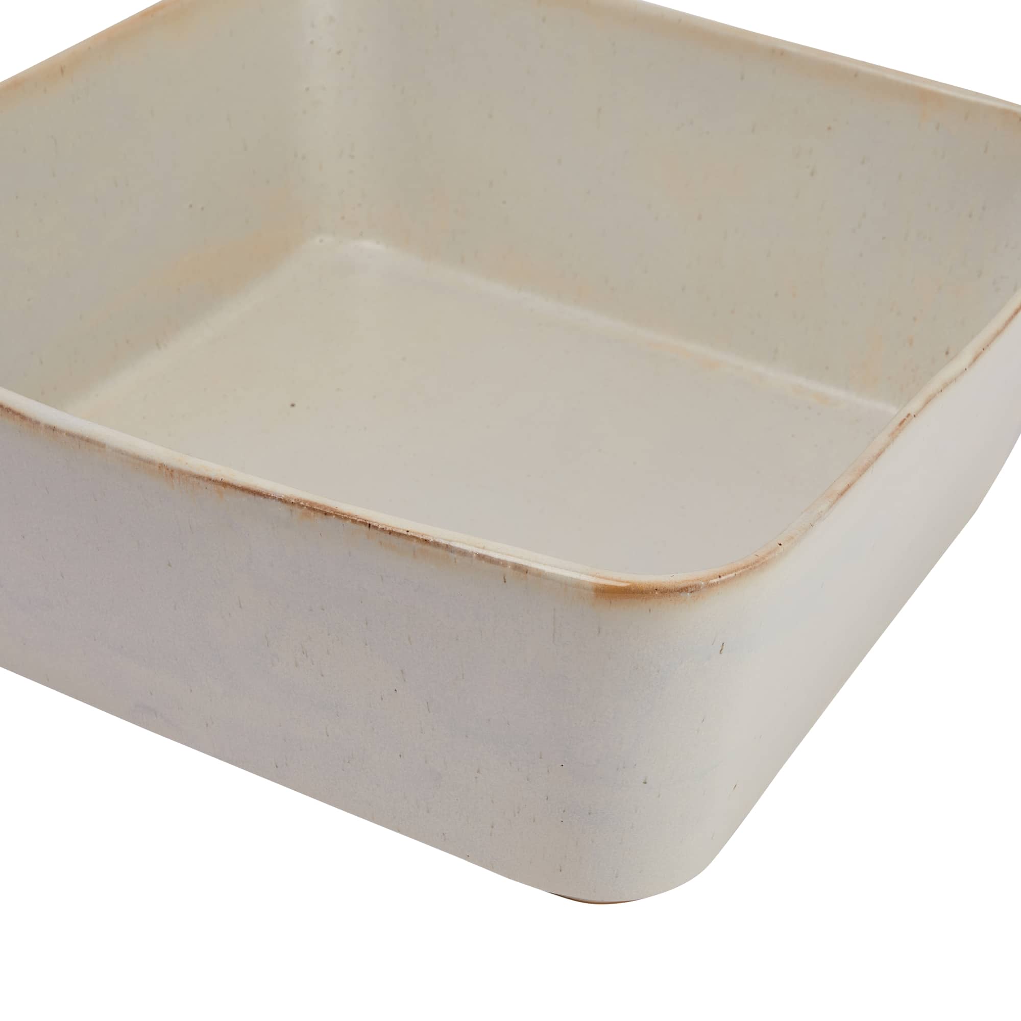 Hello Honey® 12" Ivory Reactive Glaze Rectangular Stoneware Planter